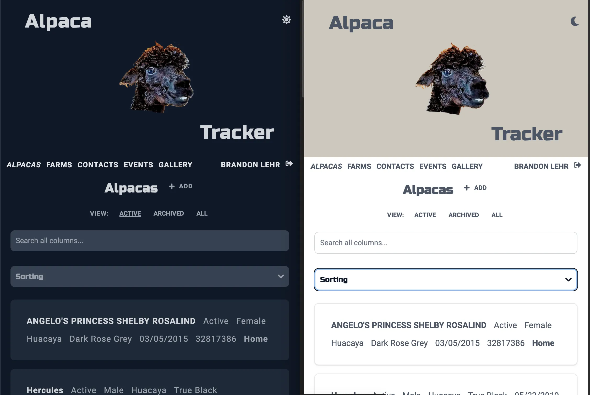 AlpacaTracker dark