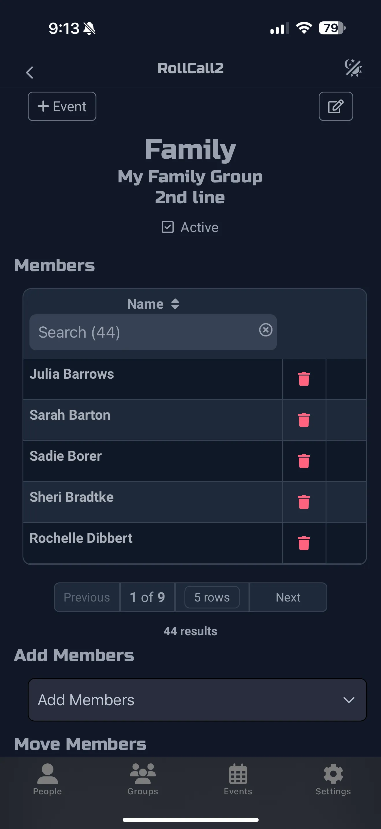 Group screen