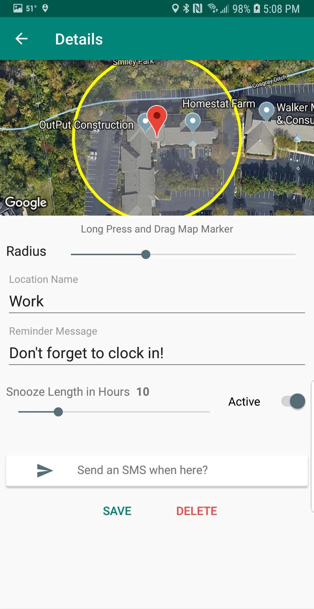Remind me when I'm there Detail Page