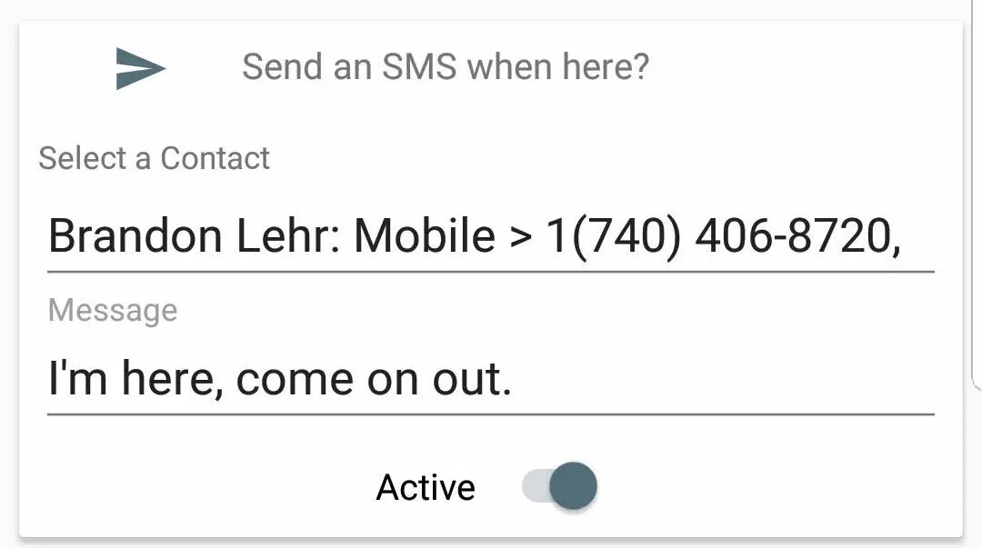 Remind me when I'm there sms view